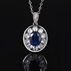Platinum Blue pointed crystal pendant with chain
