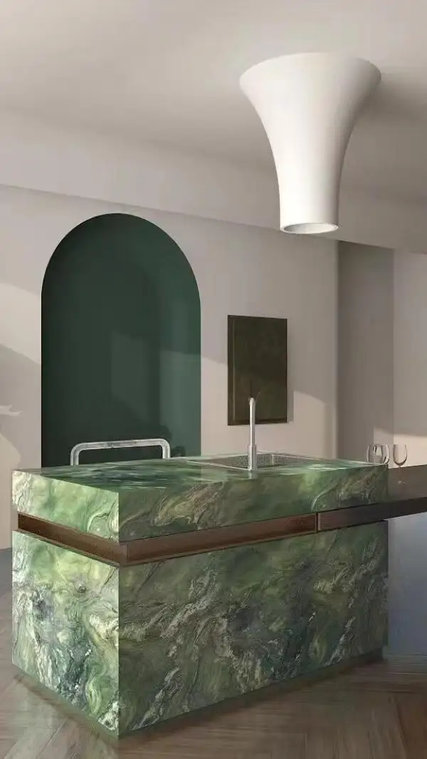 product modern luxury forest green marble interior door and bathroom vanity natural stone wall  floor tiles for luxury design-6