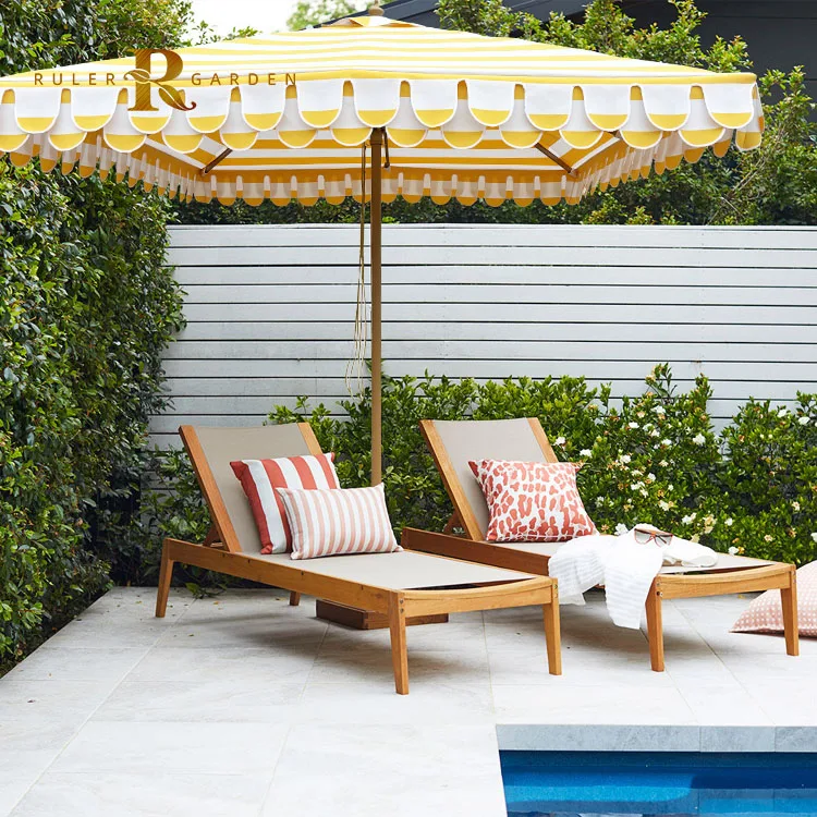 Exterior Scallop Umbrella Commercial Retractable Shade Hotel