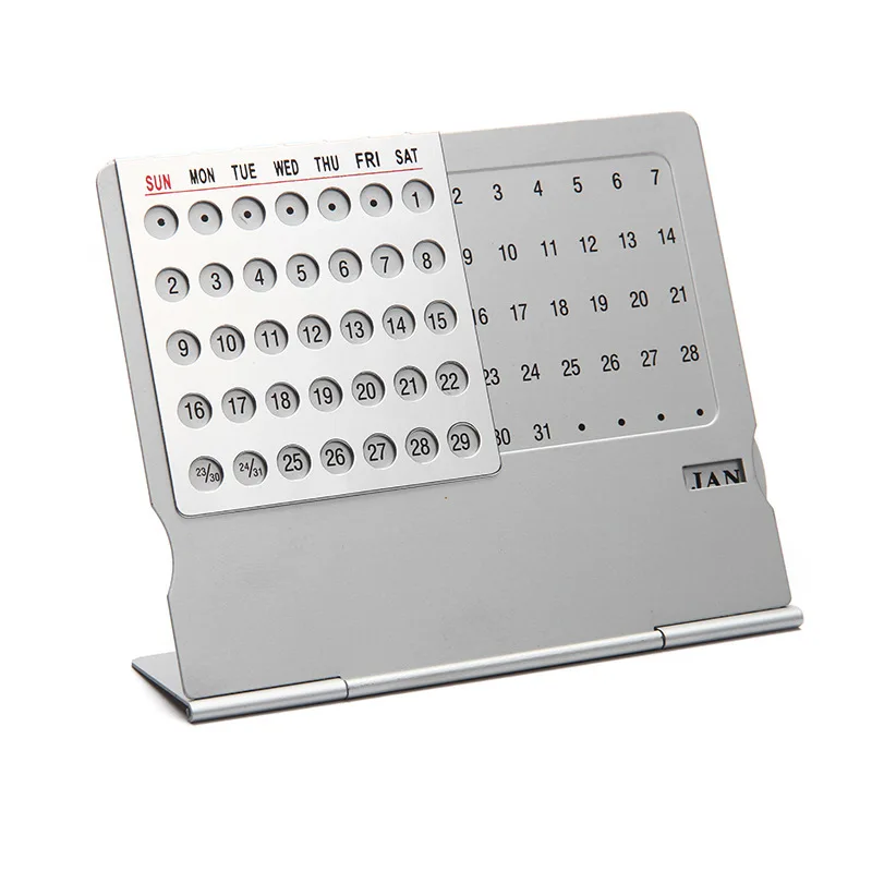 Metal Desktop Perpetual Calendar Small Standing Monthly Unique