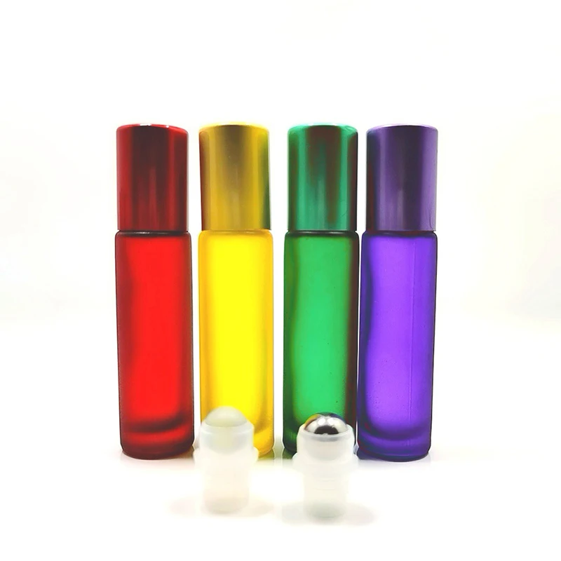 Wholesale Colorful Refillable Empty Glass Perfume Essential Oil Roller Bottle 10ml