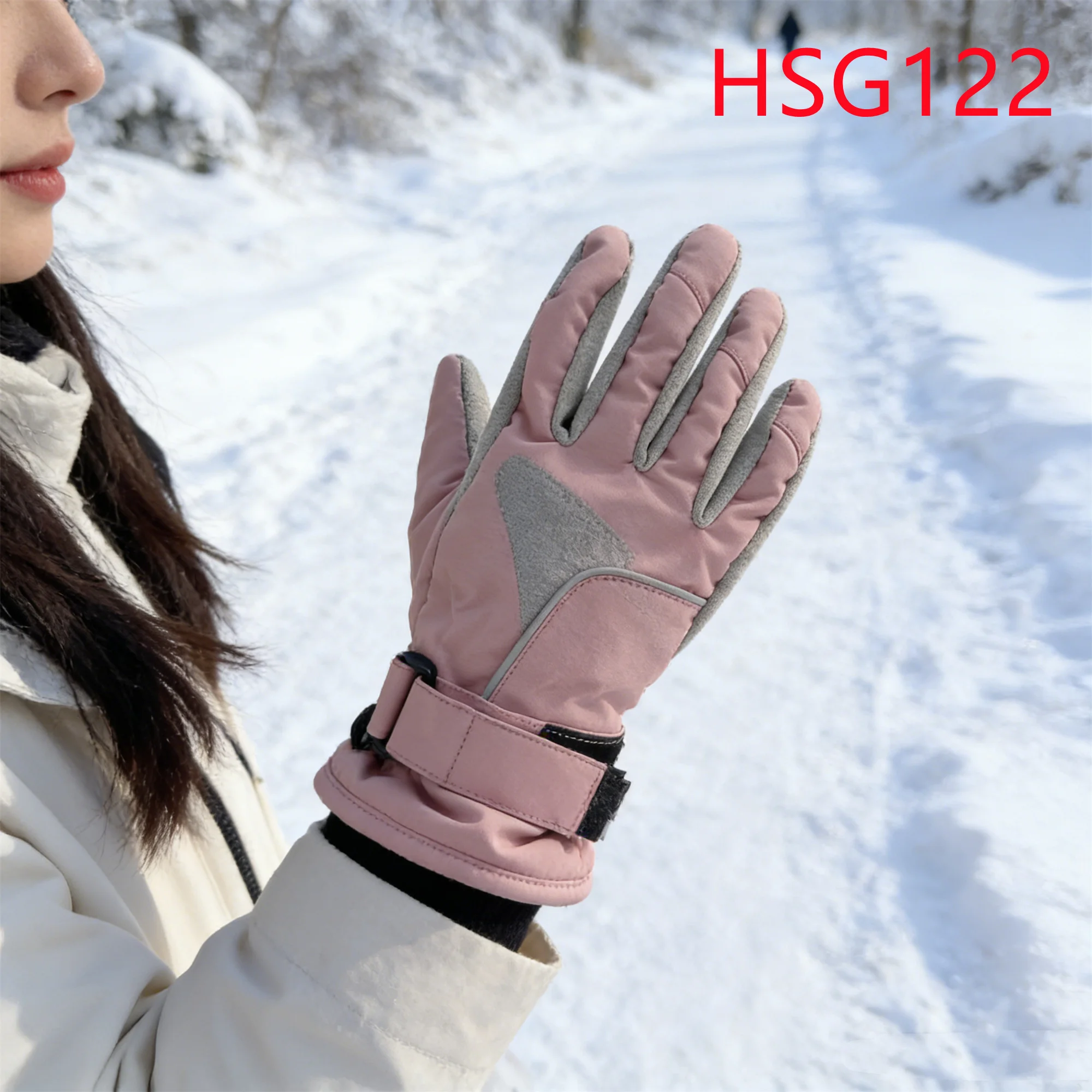 HY,Snowy Commute Graphic Print Design Thermal Insulation Warm Gloves Five-finger Touchscreen Adult/toddler Ski Gloves HSG110