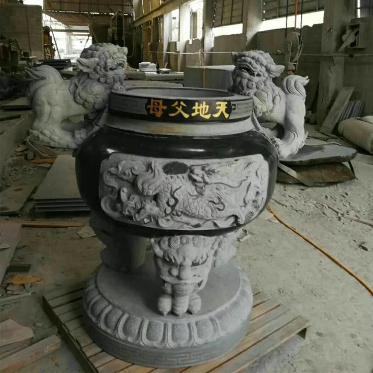 中国仏教寺院卸売 天然花崗岩製 大型龍香炉 香炉と香炉台 KOURO XIANG