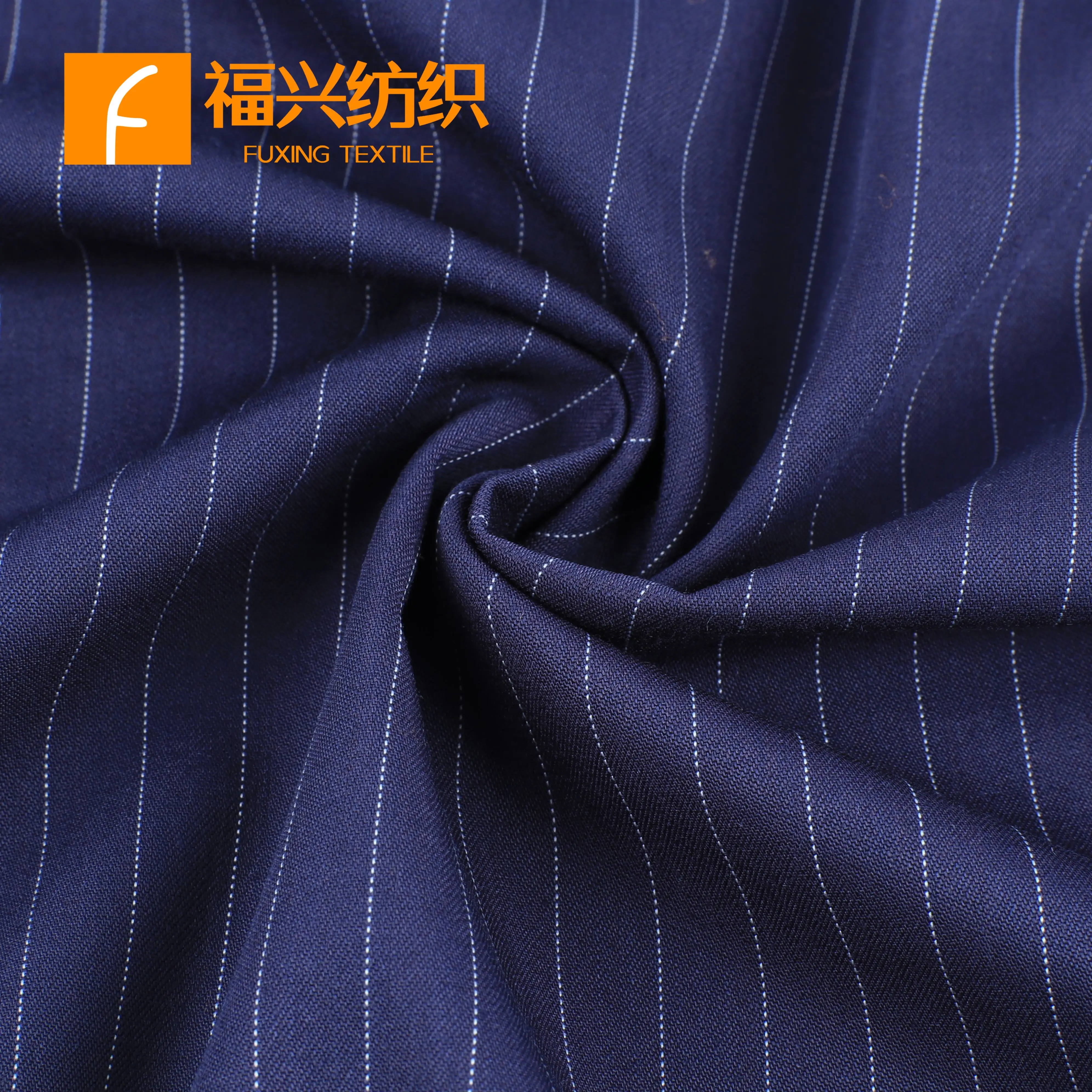 High-quality Fabric Polyester Rayon Spandex Blended White and Black Striped Linen  Men's Suits Fabric