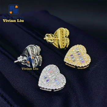 Wholesale price fine jewelry hip hop custom diamond 925 sterling silver vvs moissanite stud earrings