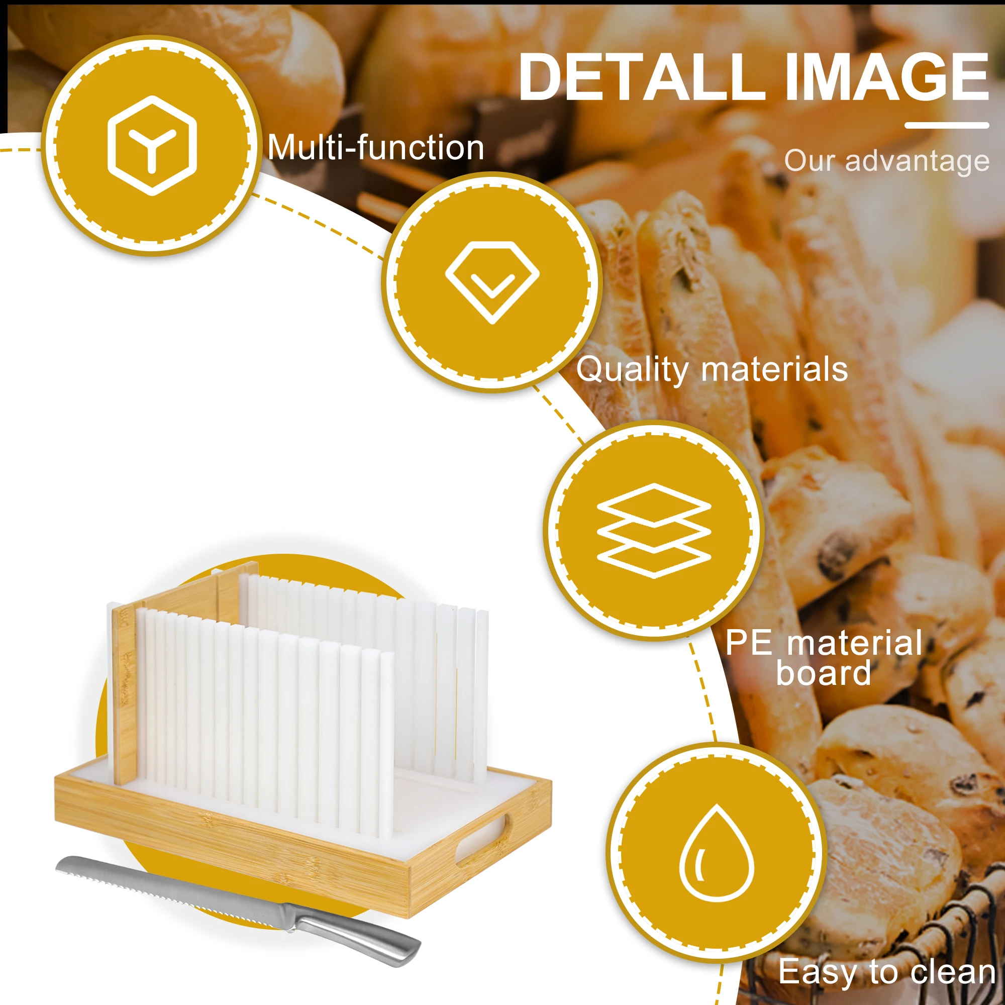 Bread Slicer Cutting Guide Organic Bamboo Bread Cutter Slicer With Knife And Pe Board For