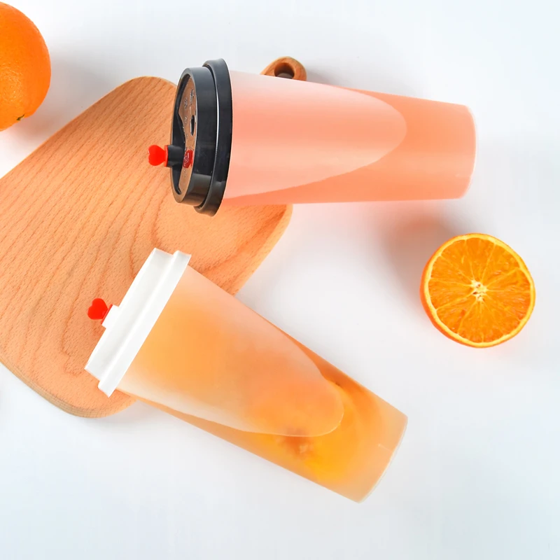 Frosted Hard Disposable Milk Tea Packaging Cup Transparent 500ml 600ml 700ml PP Plastic Cup