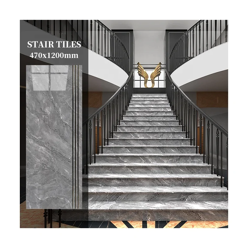 High Quality Non Slip Polished Porcelain Anti-slip Stair Step Tiles for Modern Home Staircase