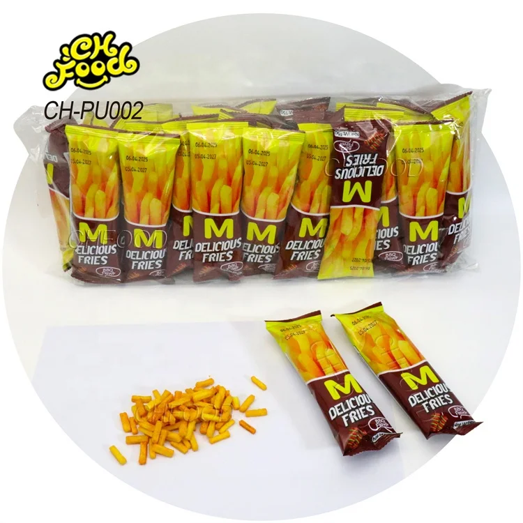 Custom Tomato BBQ and Black Pepper Beef Flavor Salty Delicious Crispy Fries Snack Puffed Food for Kids