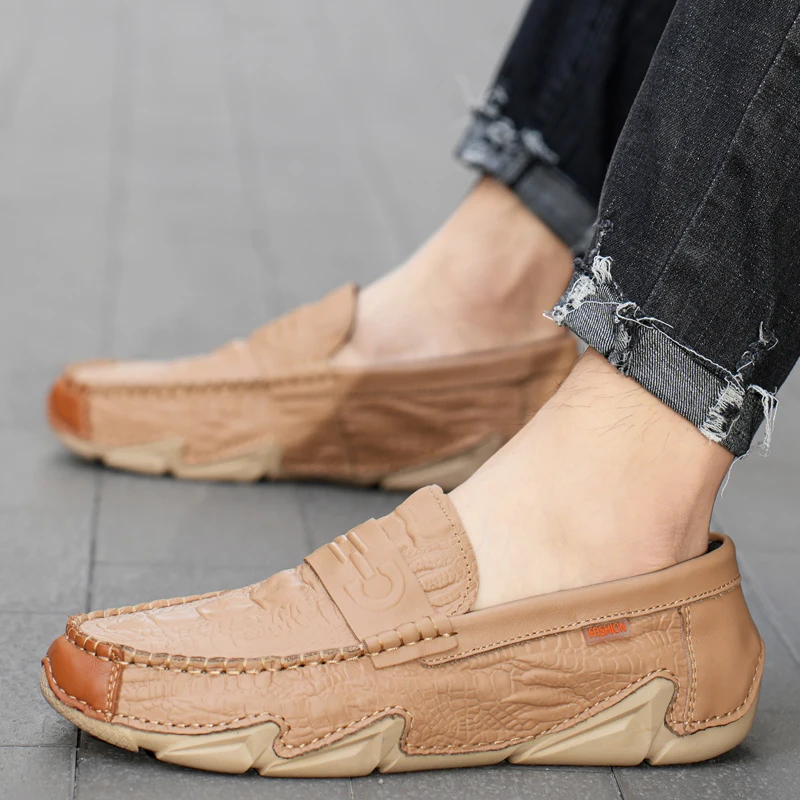 Men's Soft Moccasin Driving Loafers Suede Boat Shoes Fancy Men's Casual Genuine Leather Loafers