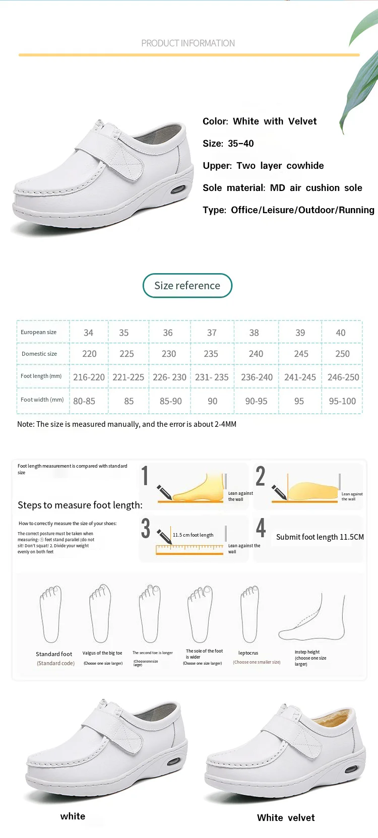 Hot Sale Nurse Shoes for Women Nursing Hospital White Shoes Comfort Breathable Soft Bottom Flat Anti-slip Safety Work Shoes