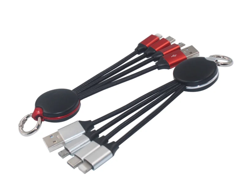 Pogo рекламный Подарочный кабель 3 в 1 зарядный кабель для мобильного телефона usb Луженый Медный Кабель нейлоновая оплетка для apple micro type c usb