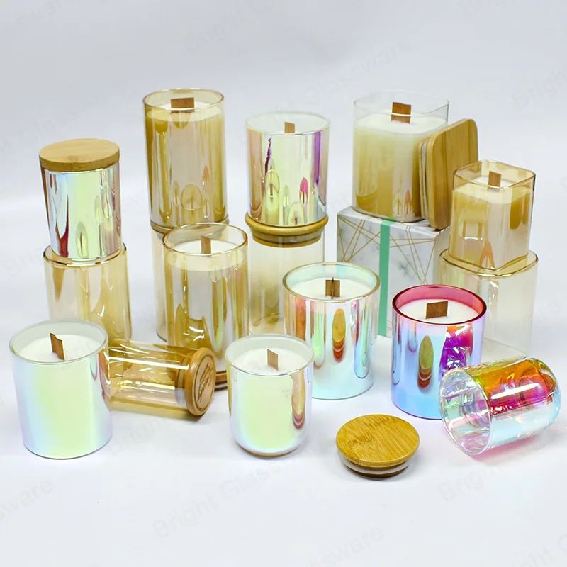 Wholesale Electroplated Candle Containers - Iridescent Glass Jars for ...
