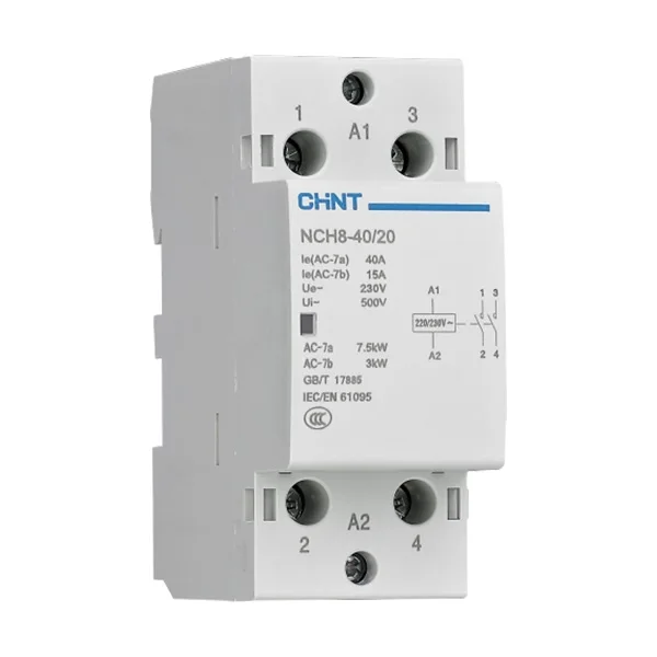 Chint NCH8 20A 25A 40A 63A NCH8-20/20 NCH8-20/11 NCH8-40/20 NCH8-40/40 NCH8-63/40 NCH8-63/22 CHNT Din rail Modular Contactor