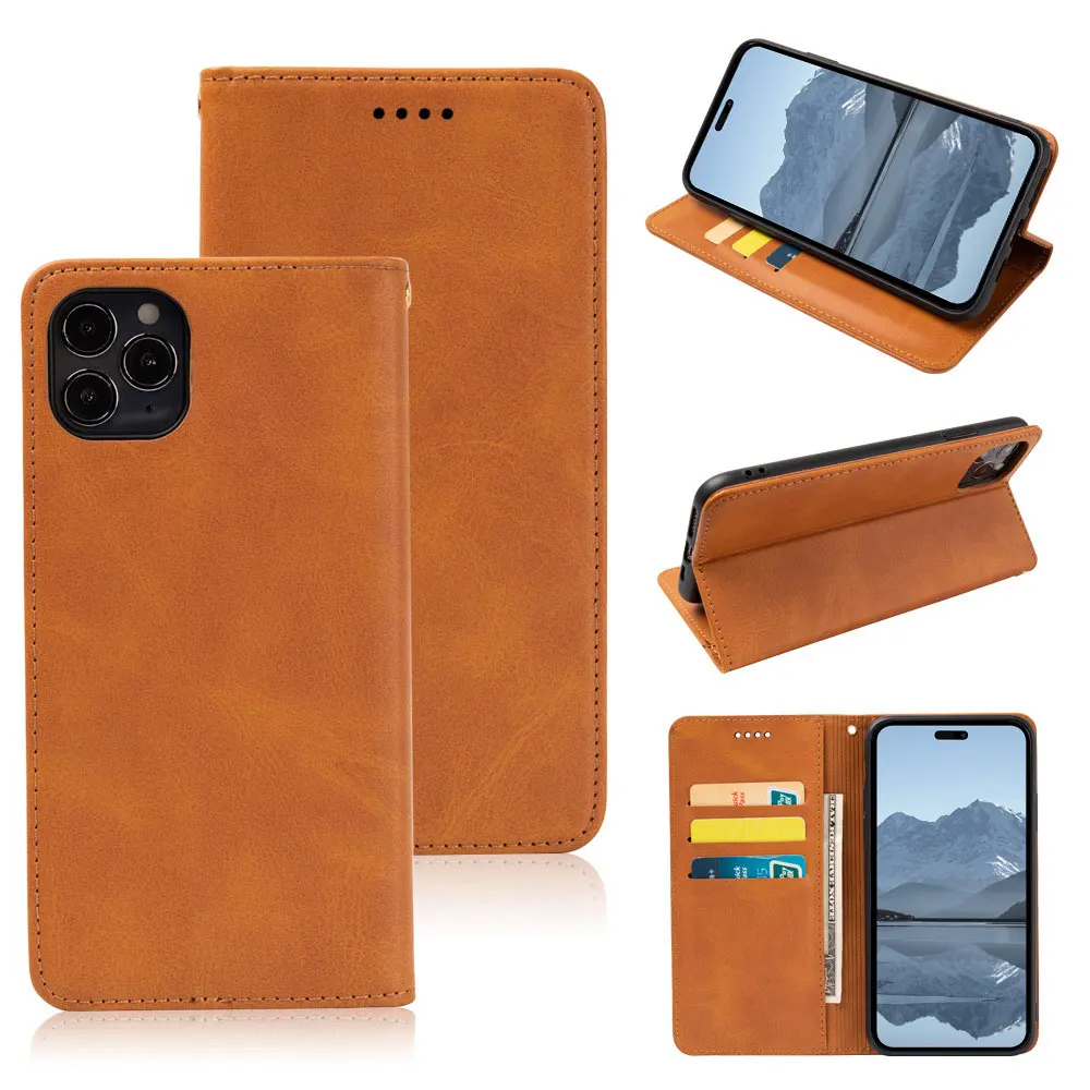 Laudtec Case for iPhone 16 Pro Wallet Case PU Leather Flip Folio Case with Shockproof TPU Inner Shell RFID Blocking Card Holder