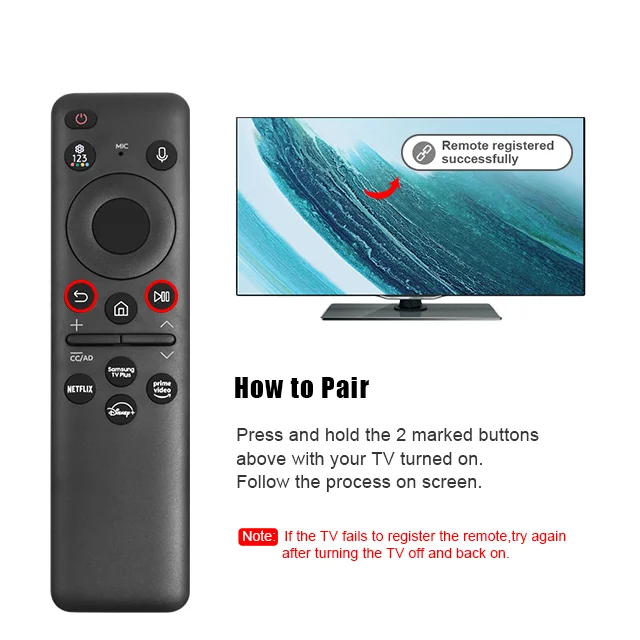 Samsung TV Remote Control with Voice Functionality ABS Plastic Material Solar Charging Compatible with All Samsung Smart TVs