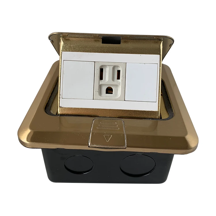 VNX Pop-up Floor Ground Outlet Socket Copper Material 3 Hole Waterproof Residential Hidden Floor Power Pop up Socket