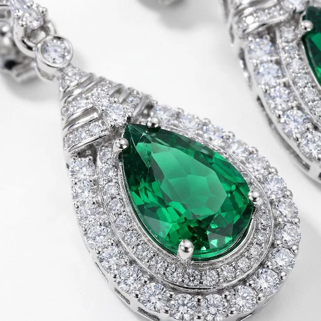 Teardrop-Shaped Crystal Rhinestone Drop Earrings 925 Sterling Silver Luxury Dangle Earrings for Women Wedding Party Gift Jewelry