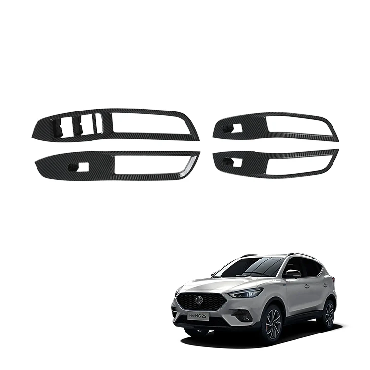 Takip sa Bintana ng Armrest ng Kotse Para sa MG ZS RHD Takip sa Panel ng Switch ng Bintana Takip sa Trim na May Disenyo ng Carbon Fiber Mga Karagdagang Bahagi sa Loob