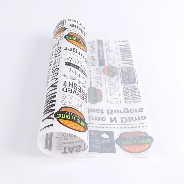 Eco-friendly Customized Hamburger Food Packaging Grease Proof Paper Food Grade Material Coated Paper manufacture