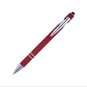 Wholesale Bulk Branded Promotional Gift Custom logo Metal Stylus Pen Rubber Coated  Red Soft Touch Metal Ballpoint Pen