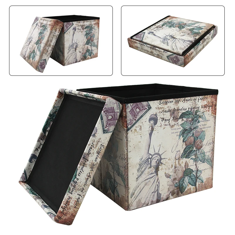 Multi-function Custom Footrest Foot Rest PU Foldable Ottoman With Storage