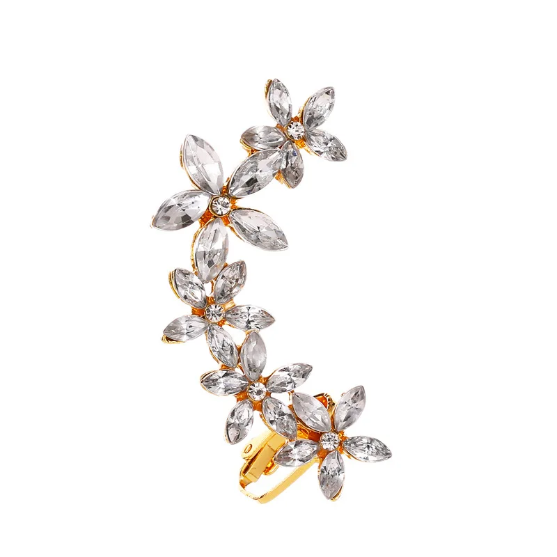 Wholesale Trendy Aretes Orecchie Ohrring Full Zircon Ear Cuff Wrap  Butterfly Flowers Crystal Ear Clip On Earrings for Women Jewelry From  m.