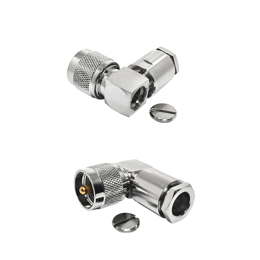 Factory Price UHF PL-259 90 Degrees Male Plug Clamp Right Angle for RG214 RG8 LMR400 RG213 H1000 7DFB 8DFB RF Coaxial Connectors