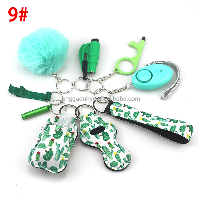 Custom Led Light Women Self Defense Key Chain With Diamond Metal