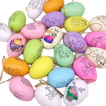 50 Pcs DIY Painting Plastic Easter Eggs For Themed Party Decoration Easter Party Props