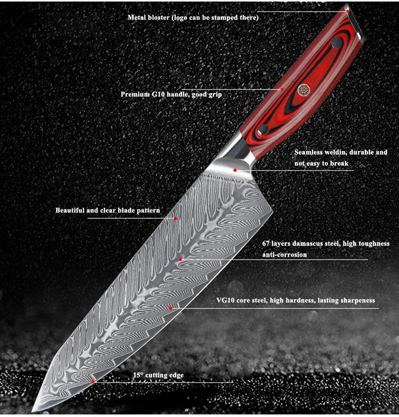 Professional Handemade Japanese Kitchen Knife Set 6 PCS Damascus Steel Chef knife Set