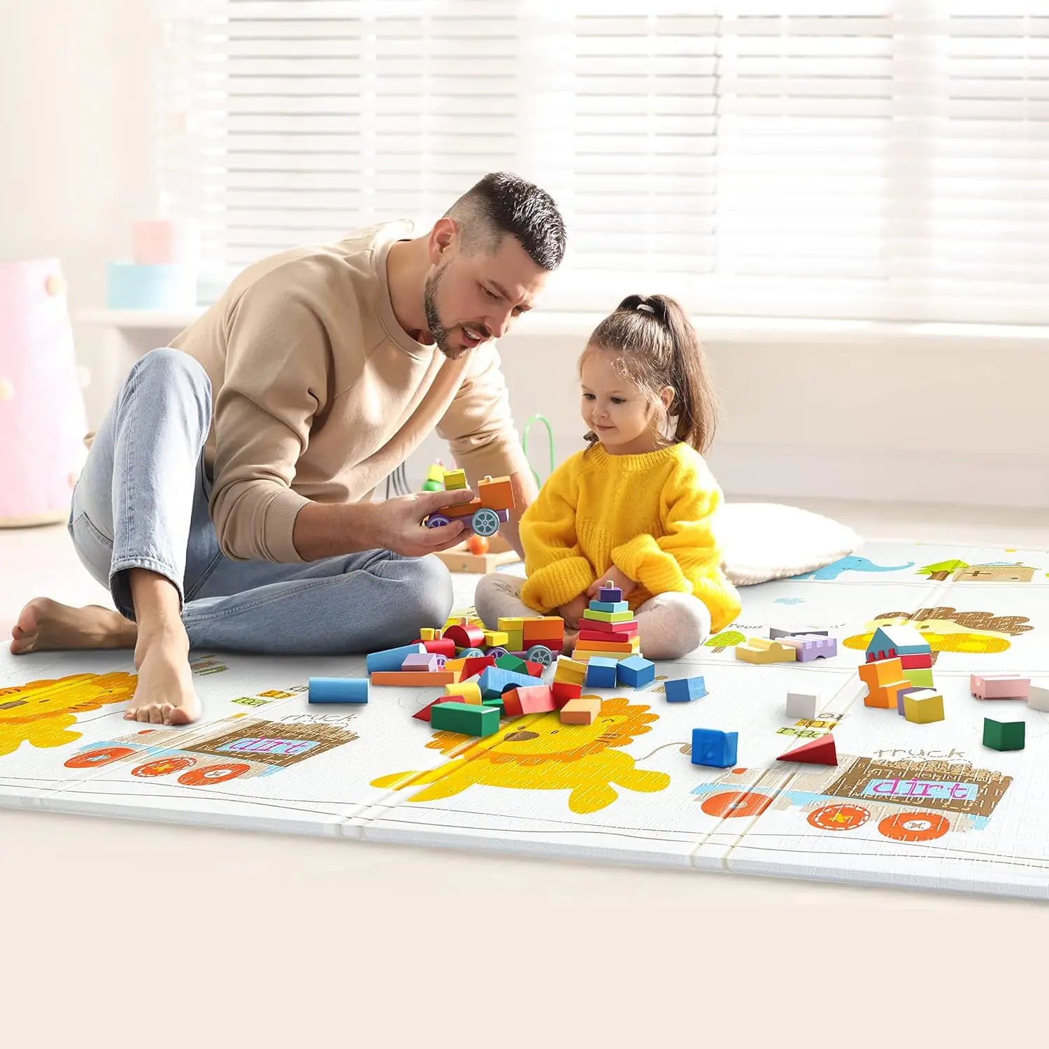Extra-large Baby Play Mat for Floors,waterproof, Anti-slip, Reversible, Foam Mat for Safe Indoor & Outdoor Play Carton Unisex