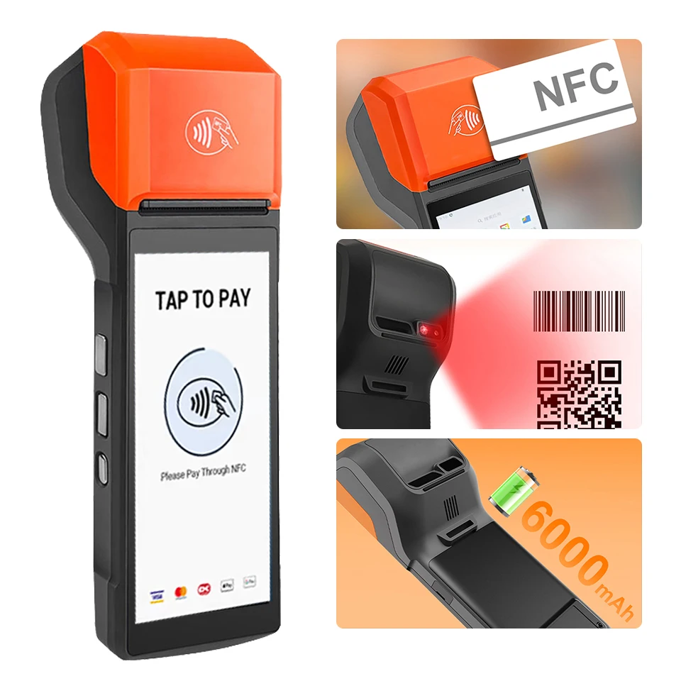 City Bus Ticketing Card Machine Hand Bill Android 14 EDC POS for Tap Payment Invoice Printer R330 Plus