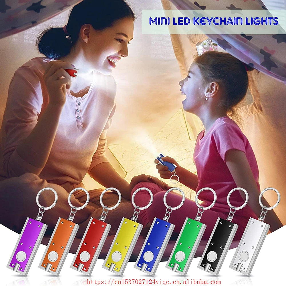 Keychain Flashlight Portable Ultra Bright Little Led Light Key Ring Flat Torch Edc Outdoor Camping Hiking Emergency Lighting