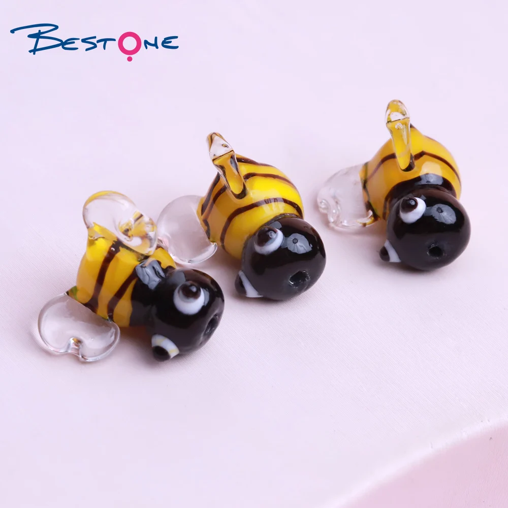 Bestone Custom Miniature Small Cute Lampwork Glass Honey Bee Animal  Figurine Beads for DIY Jewelry