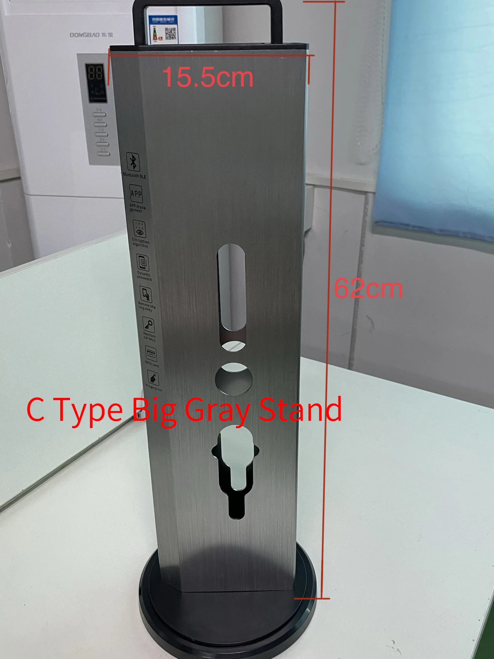Rotating Smart Lock Display Stand for Exhibition Hall with Fingerprint Locks Compatibility