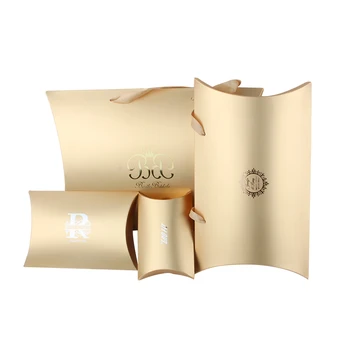 Custom Printed Logo Gold Hair Extension Wig Packaging Pillow Paper Gift Boxes For Bundles