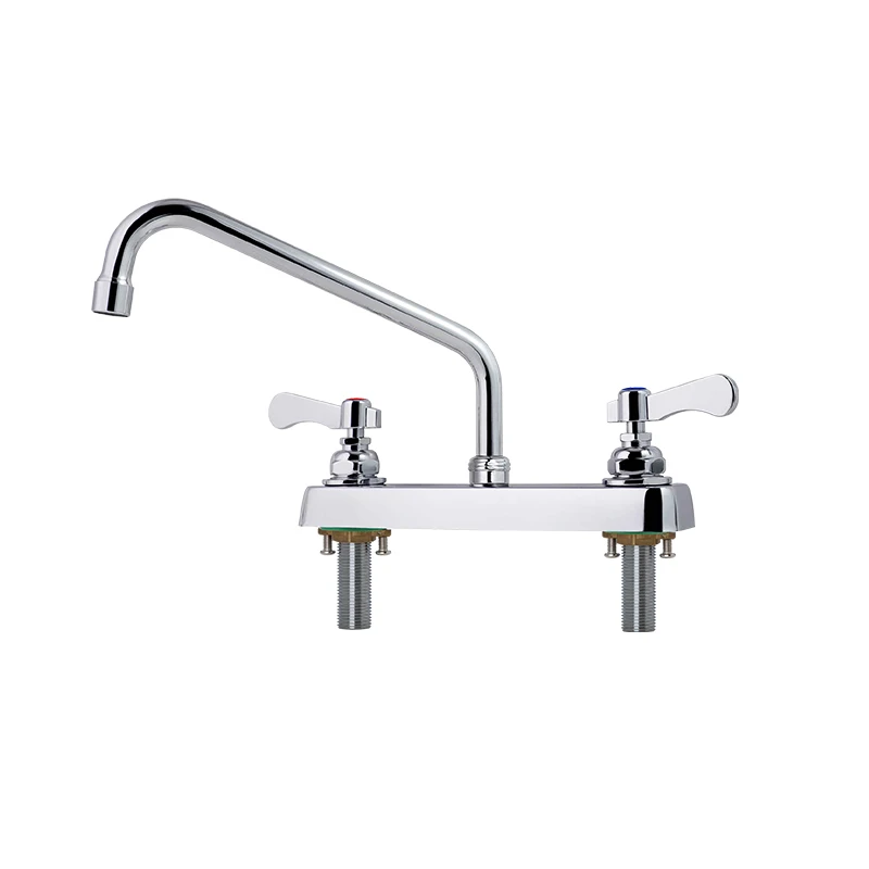Hot Selling Modern Design Dual Handle Brass Water Tap Hot Cold Commercial Kitchen Sink Faucet for Application 2 Holes details