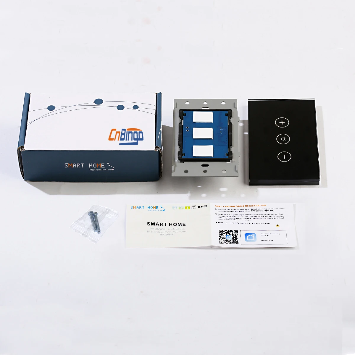 Bingoelec Remote Control Home Automation Wifi 220V Relay Wall Touch Dimmer Switch Tuya
