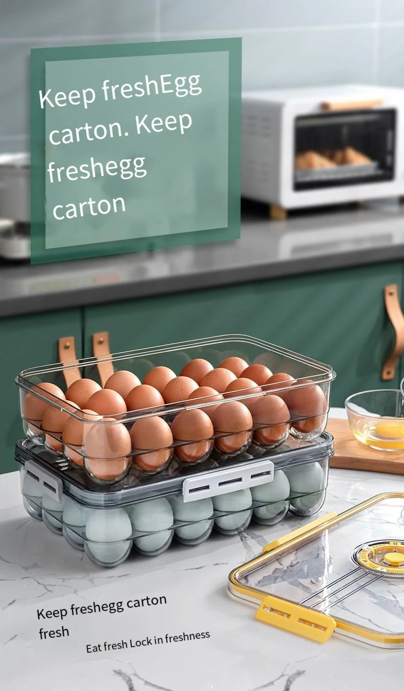 New refrigerator storage egg box 24 lattice PET plastic transparent frozen thick timing egg preservation box wholesale supplier