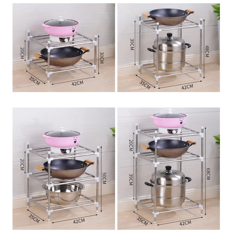 EE140 5 Tier Stainless Steel Stackable Kitchen Organizer Shelf Rack Microwave Oven Pot Pan Steamer Storage Holder Rack Shelves