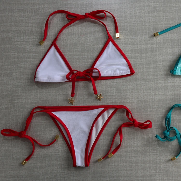 High Quality Velvet Fabric Micro Pattern Party Bikini Bra Set XXL Size Custom Tie Feature OEM Design Swimwear