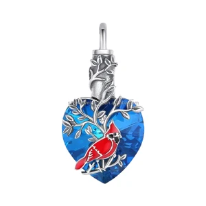 Trendy Spot Goods 925 Sterling Silver Moonstone Red Cardinal Ash Custom Keepsake Urn Pendant Fine Pendants Charms for Women