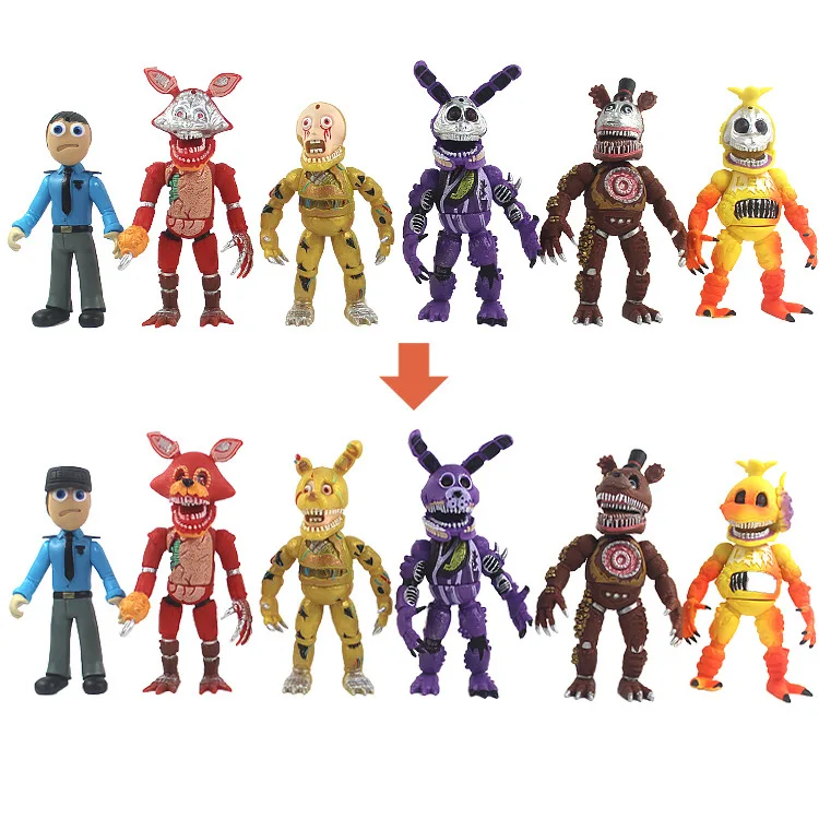 6 Pcs/Set New Anime Figure Five Night At Freddy Assembling Toy Cute Bonnie  Bear Fnaf Action Figure Pvc Model Freddy Toys Gifts
