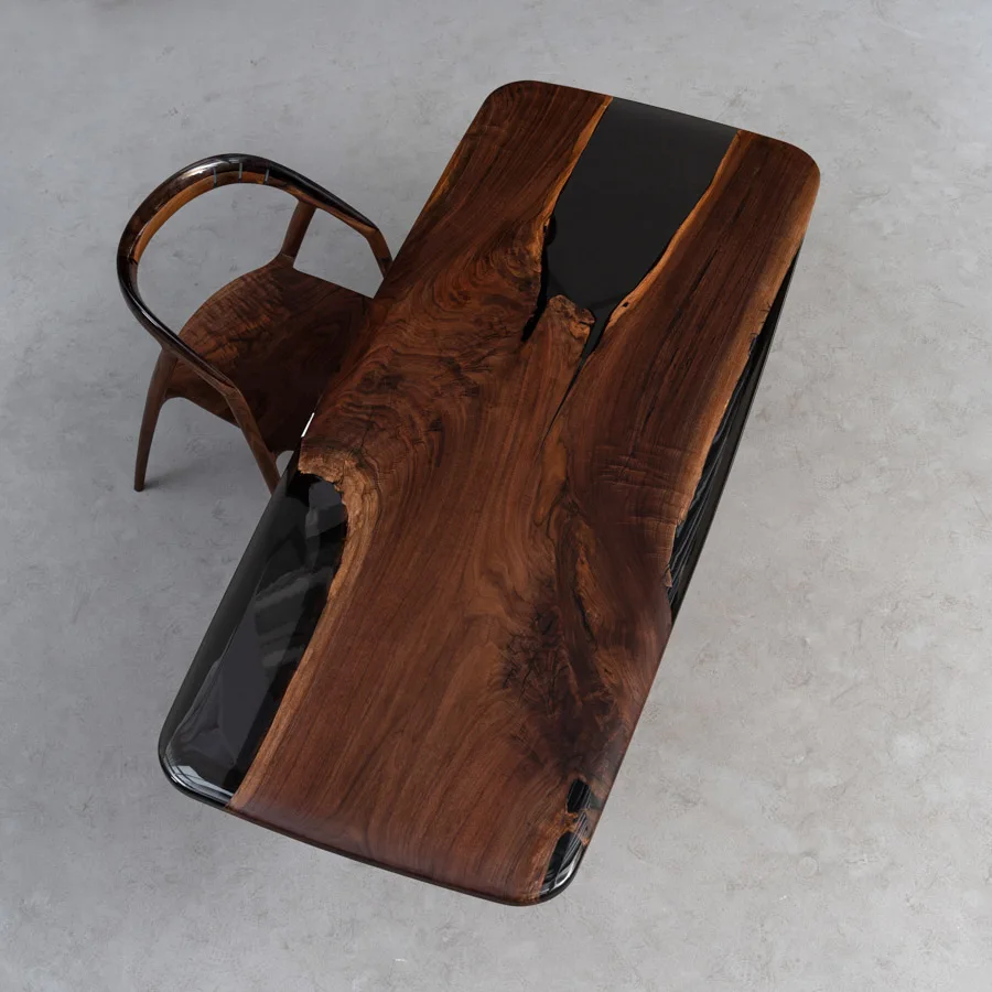North American Black Walnut Solid Wood Dining Table Carbon Steel Office ...