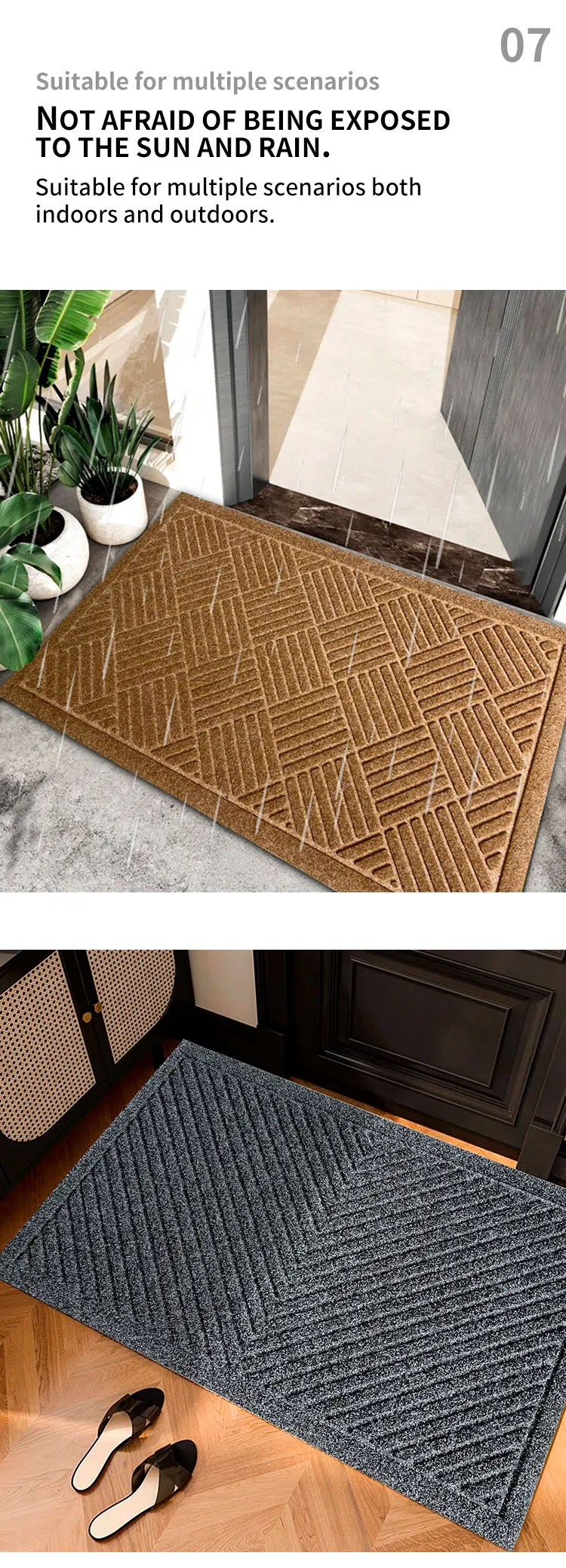 Hot Sale Custom Embossed Design Non-Slip Outdoor Coconut Brown Entrance Door Mat(图9)