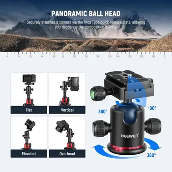 NEEWER 79 Inch Camera Tripod Monopod with Center Column and Ball Head Aluminum Camera Mount Camera Tripod Monopod detail image