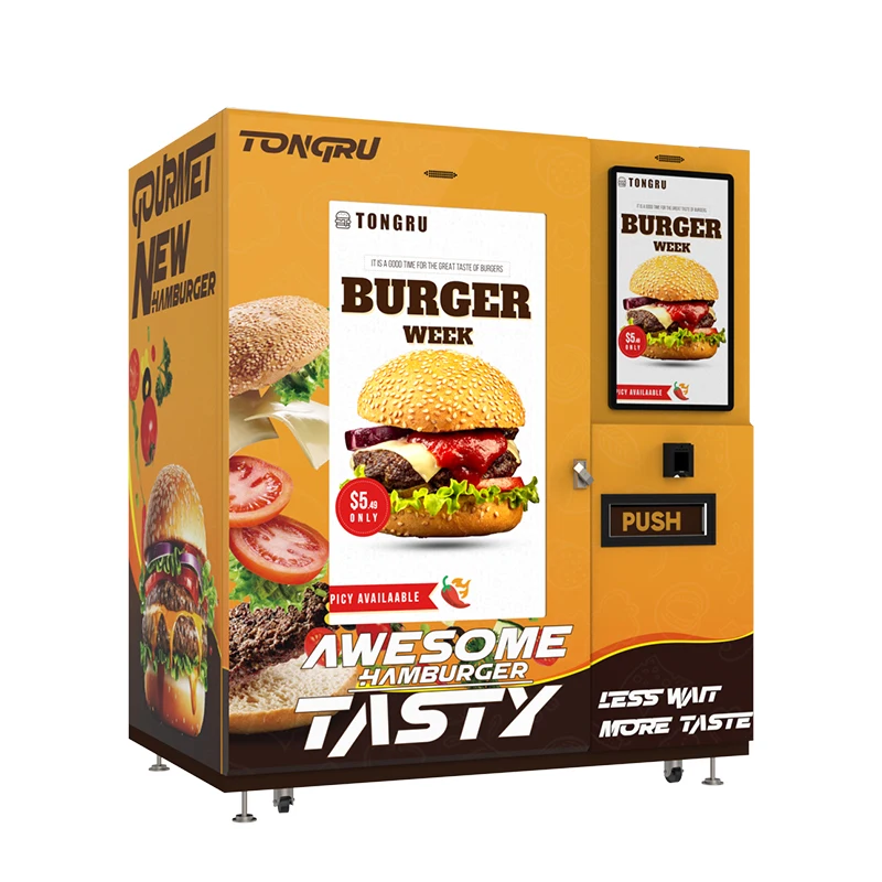 Hot Food/hamburger Vending Machine Automatic With 2 Touch Screens And