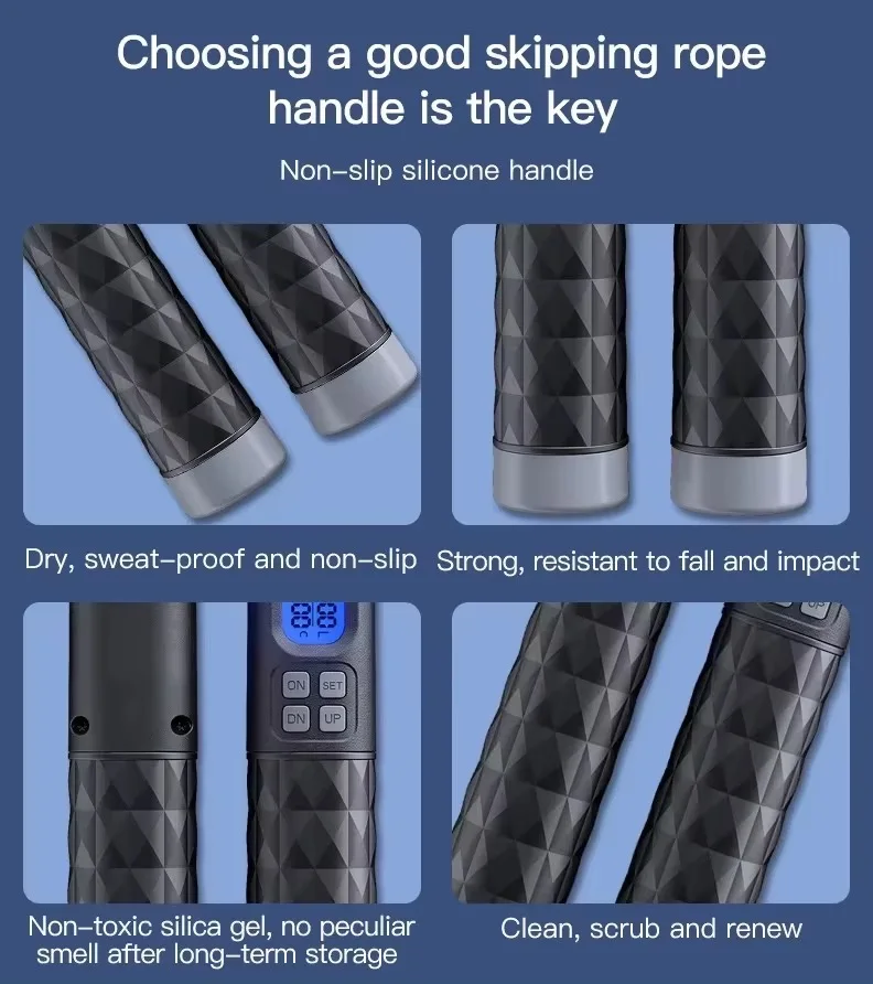 odm customized electronic fitness smart jump rope digital speed counter adjustable cordless skipping rope-12