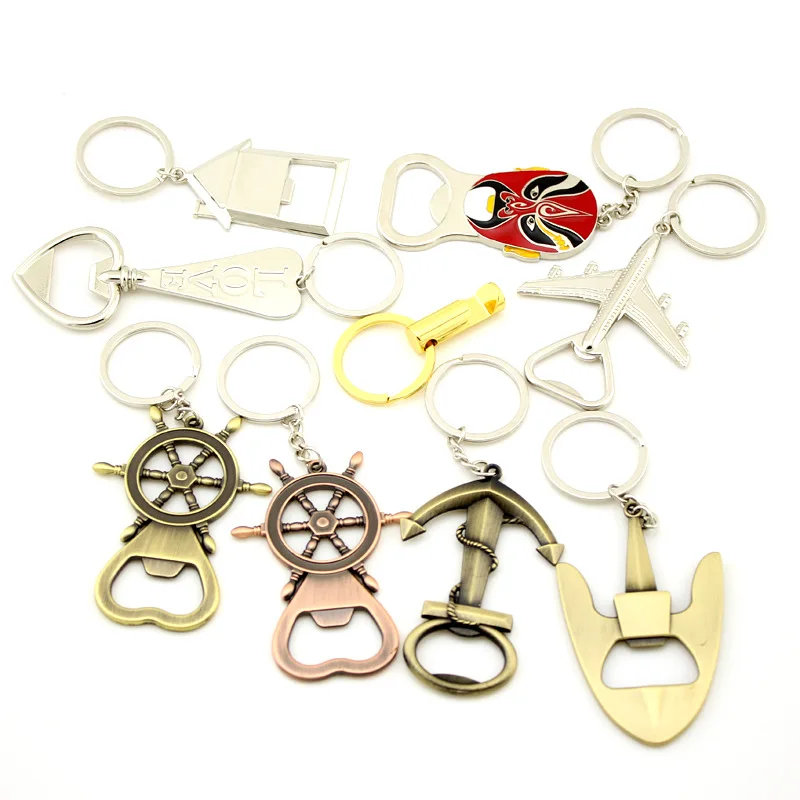 Freely Stocked Samples Wholesale Custom Logo Zinc Alloy Beer Key Chain Funky Bottle Opener Face Changing Keychains